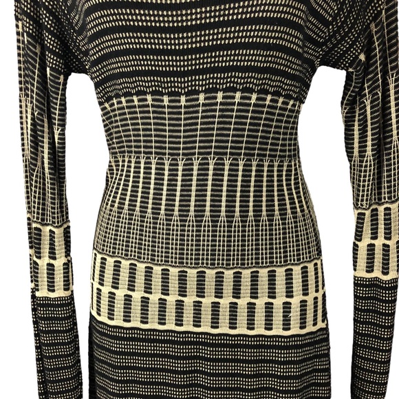 Women's Max Studio Multi Patterned Textured Black and Beige Dress. Size Medium. - Picture 10 of 13